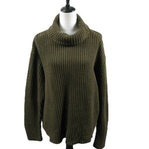 Margaret Winters Brown Cotton Cowl Neck Sweater Size XL